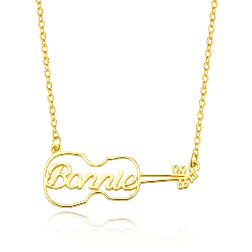 Personalized Dainty Hollow Violin Pendant Necklace with Name Music Jewelry Birthday Anniversary Gift for Violinist Violin Lovers