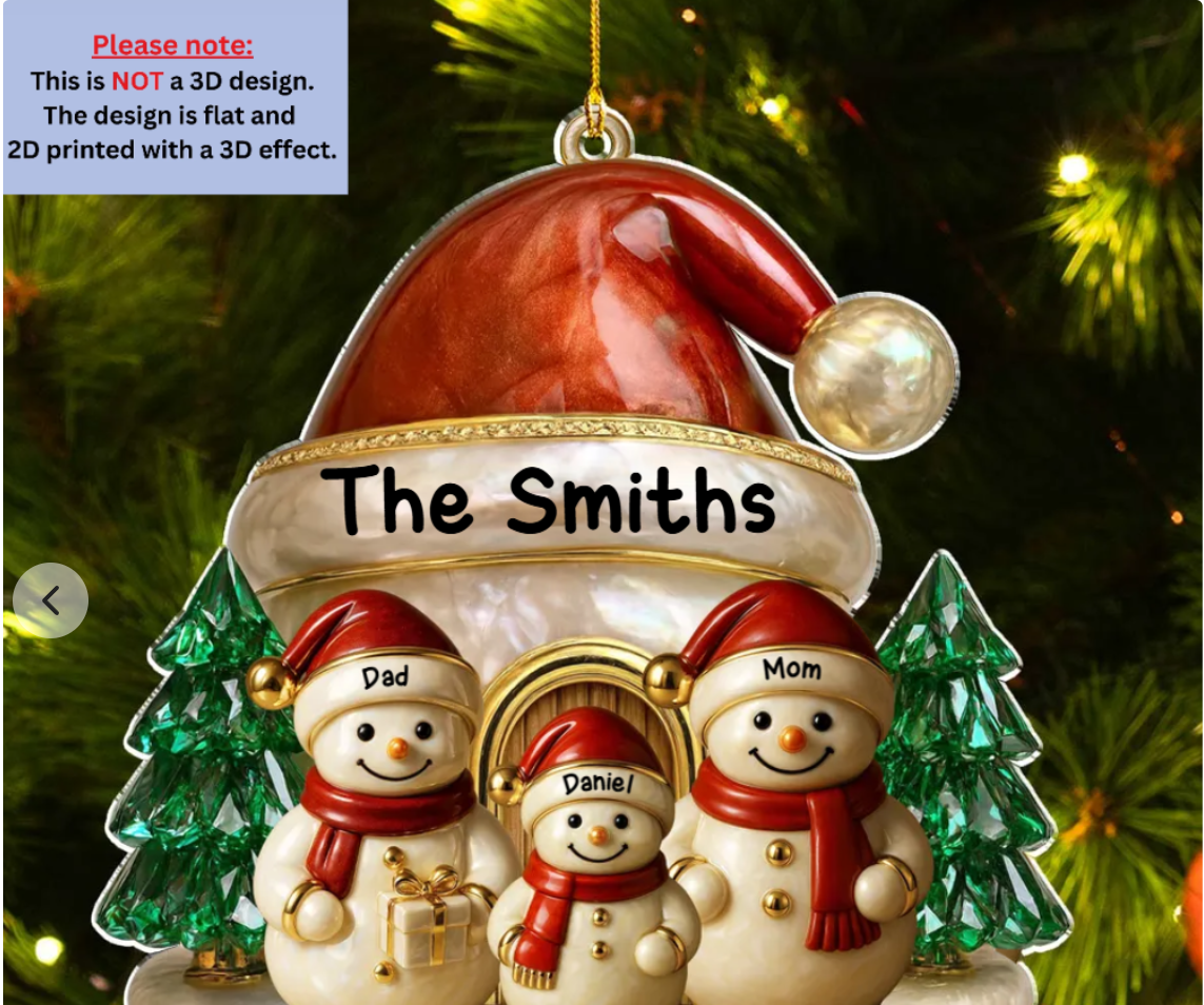 Family Christmas Brings Lasting Joy - Personalized Custom 3D Inflated Effect Acrylic Ornament