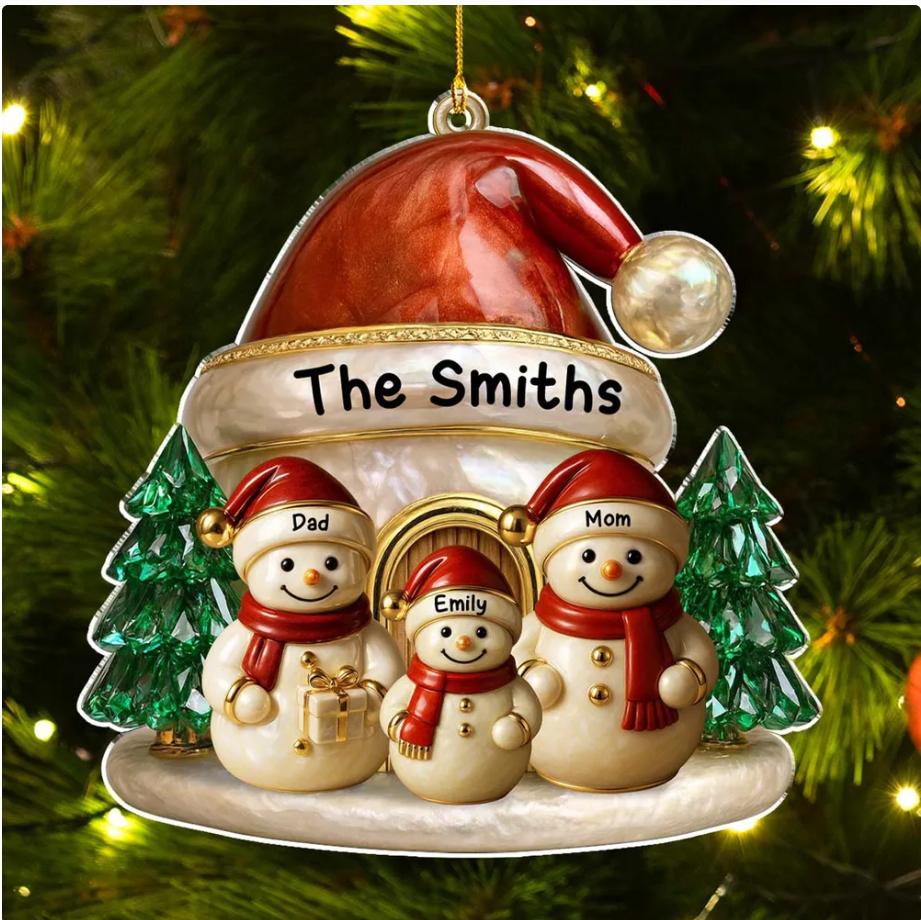 Family Christmas Brings Lasting Joy - Personalized Custom 3D Inflated Effect Acrylic Ornament