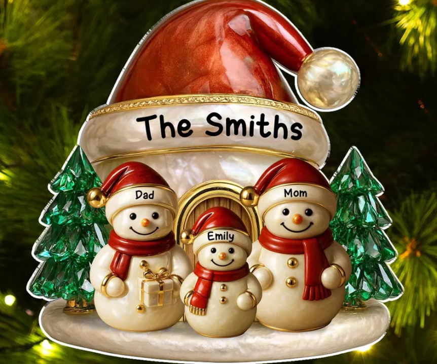 Family Christmas Brings Lasting Joy - Personalized Custom 3D Inflated Effect Acrylic Ornament