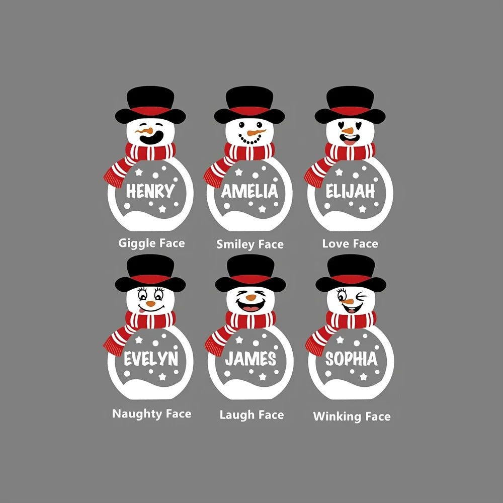 Personalized Cute Snowman LED Light Wooden Christmas Ornament with Name Christmas Tree Stocking Decor Winter Holiday Party Gift for Family Kids