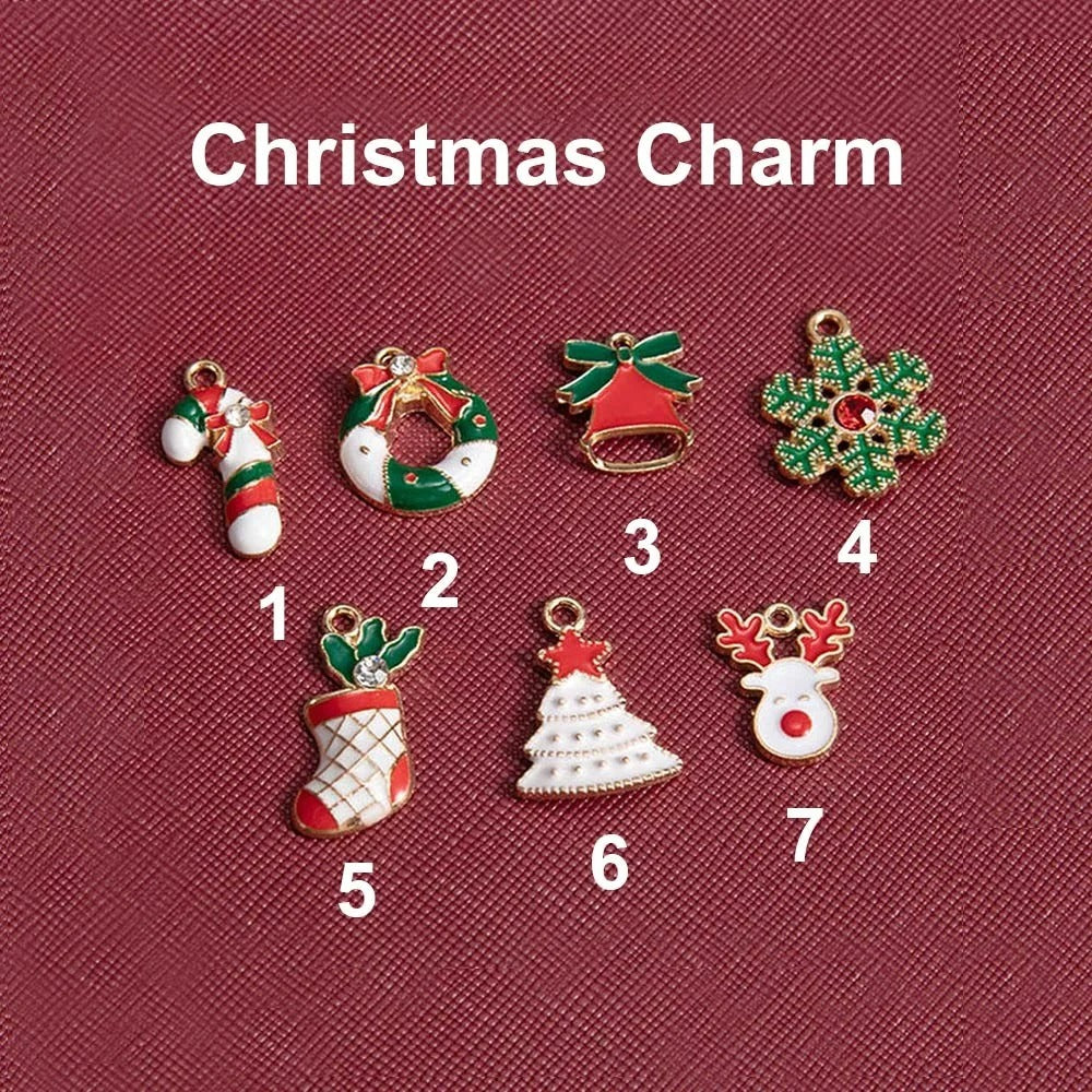 Personalized Christmas Travel Jewelry Case with Christmas Charm & Bow, Custom Glitter Gold Name Leather Jewelry Box, Christmas Gift for Girl/Woman/Her