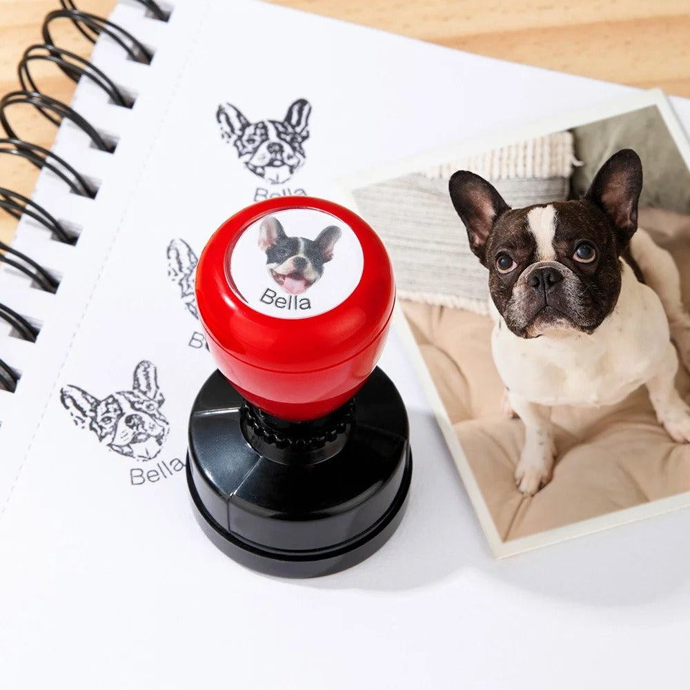 Personalized Pet Portrait Self-Inking Stamp, Custom Pet Name & Face Photo Stamp, Pet Memorial Keepsake, Sympathy Gift for Dog Mom/Cat Dad/Pet Lovers