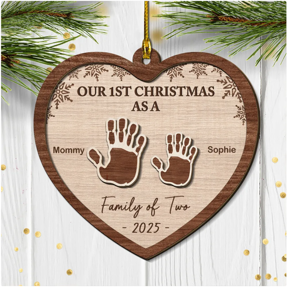 Our 1st Christmas Family - Personalized Custom Freeshape 2-Layered Wood Ornament