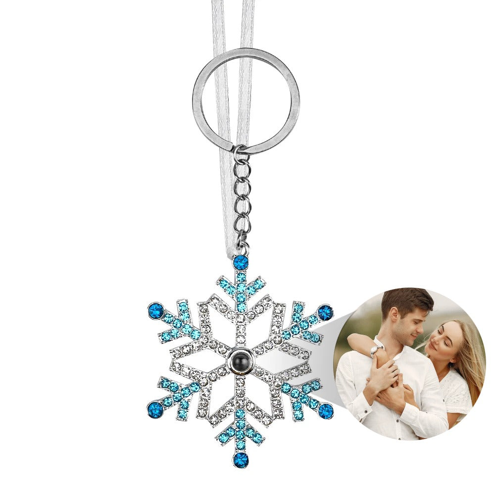 Personalized Shining Zircon Snowflake Photo Projection Christmas Tree Ornament Birthday Festival Decor Gift for Family Friend