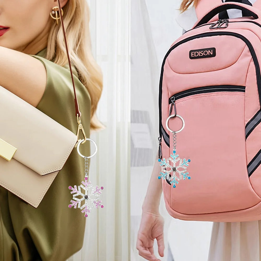 Personalized Shining Zircon Snowflake Photo Projection Christmas Tree Ornament Birthday Festival Decor Gift for Family Friend